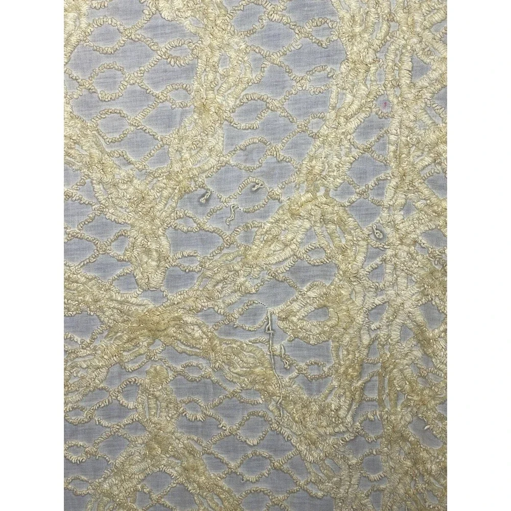 Vtg Twin‎ Yellow Floral Chenille Bedspread 92x108